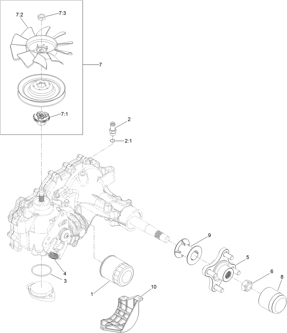 Rh Transaxle Assembly Diagram and Parts List for 74493 407146062-999999999 Toro Lawn Tractor