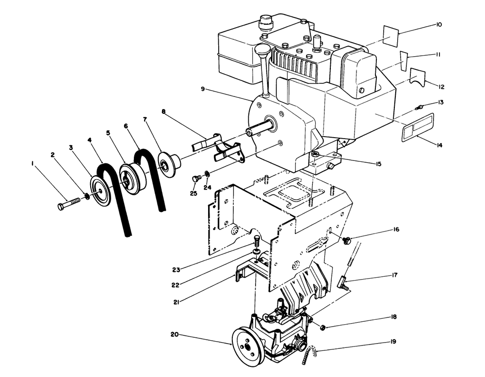Engine Assembly Diagram and Parts List for 38540 2000001 - 2999999 Toro Snow Blower