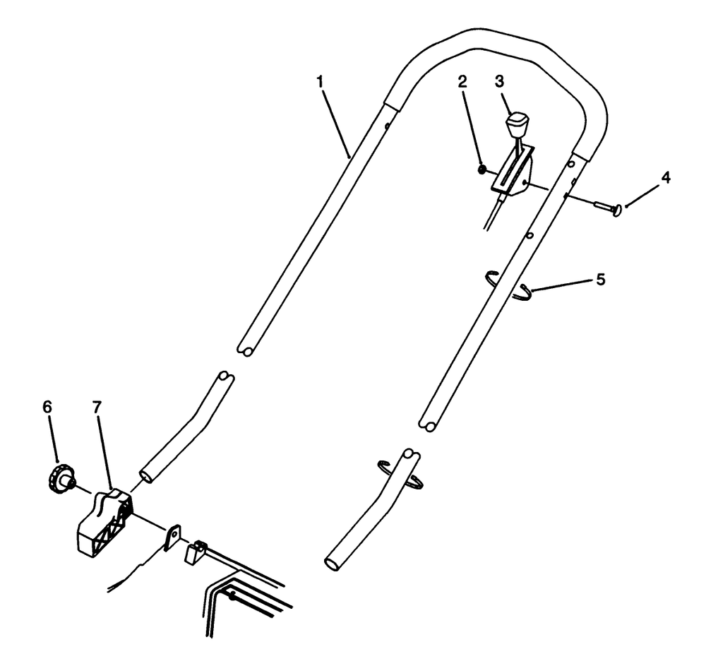 H.P. Handle Assembly Diagram and Parts List for 20912B 39000001 - 39999999 Toro Lawn Mower