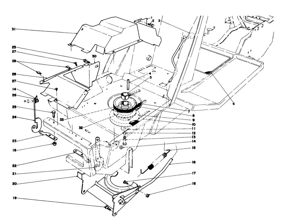 Clutch & Actuator Assembly Diagram and Parts List for 57385 1000001 - 1999999 Toro Lawn Tractor