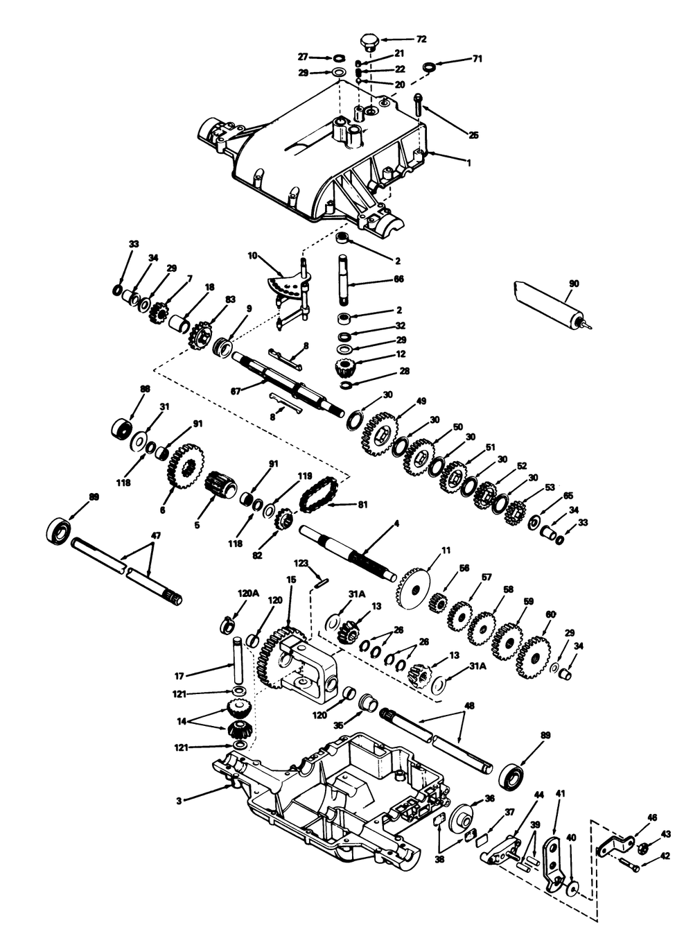 Transaxle Peerless Model No. 801-062 Diagram and Parts List for 22-14O501 1000001 - 1999999 Toro Lawn Tractor
