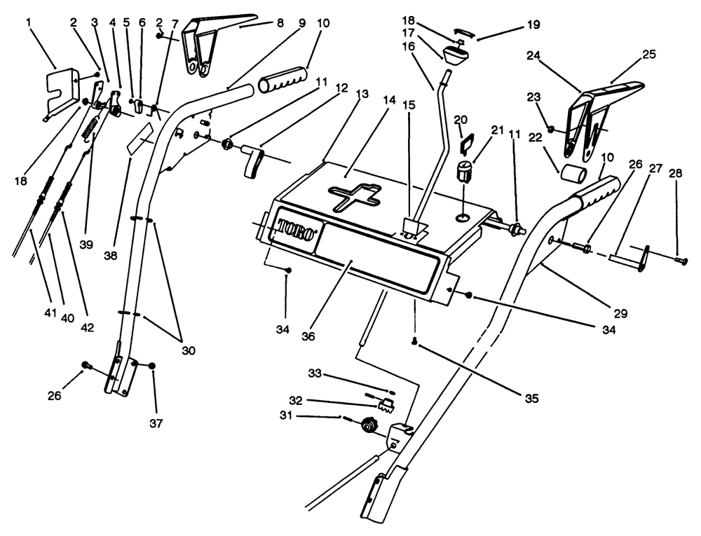 Handle Assembly Diagram and Parts List for 38543 3900001 - 3999999 Toro Snow Blower