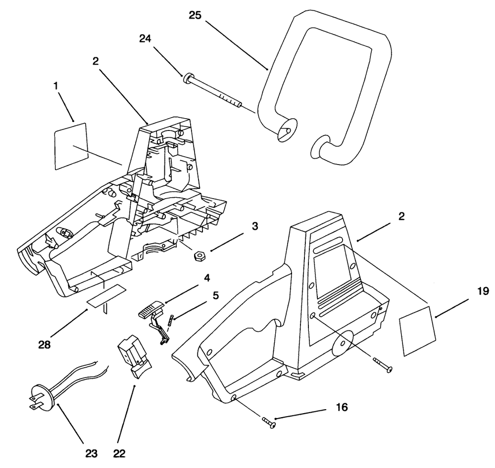 Housing And Handle Assembly Diagram and Parts List for 51819 790000001 - 799999999 Toro Trimmer