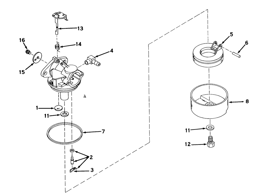 Carburetor No. 631612 Diagram and Parts List for 16268 5000001 - 5999999 Toro Lawn Mower