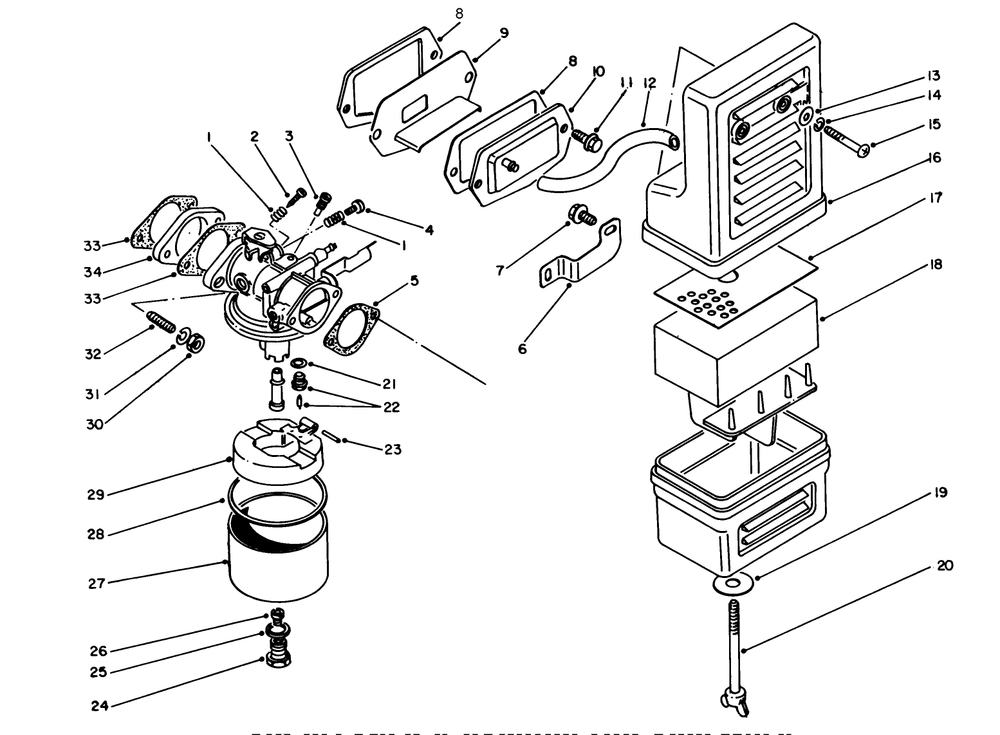 Air Cleaner & Carburetor Assembly Diagram and Parts List for 62032 4000001 - 4999999 Toro Generator
