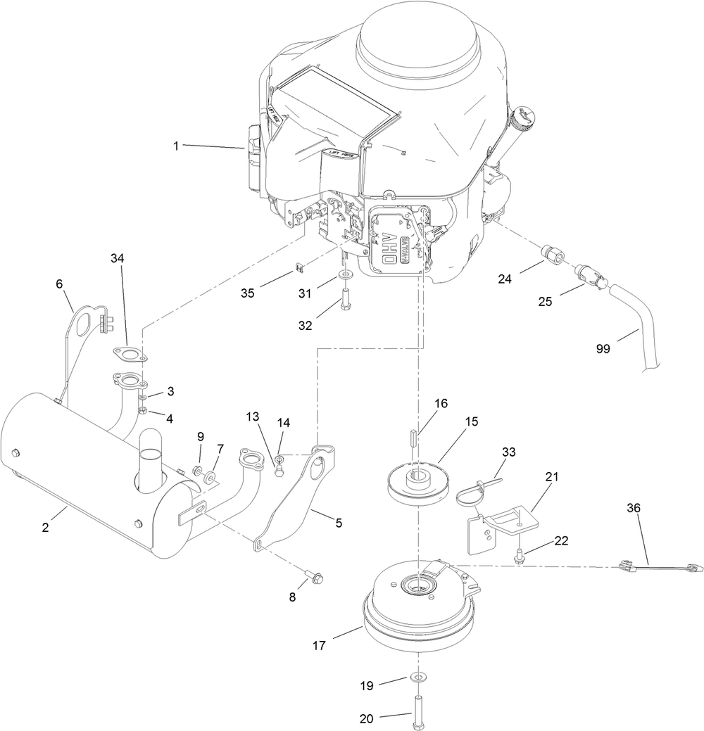 Engine Assembly Diagram and Parts List for 74568TE (315000001-315999999)(2015) Toro Lawn Mower