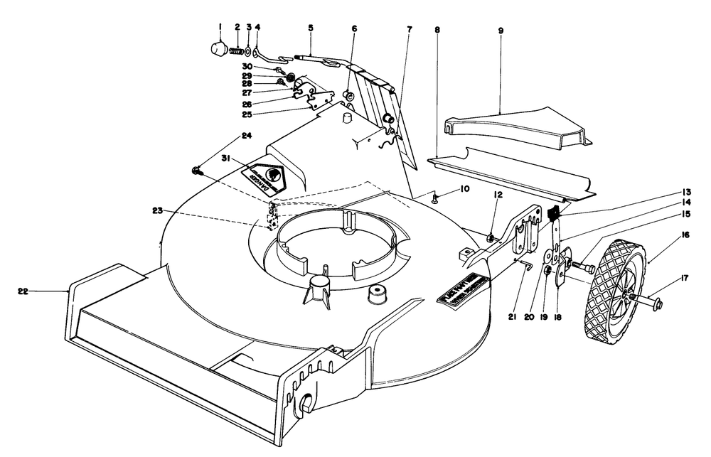 Housing Assembly Diagram and Parts List for 20755 1000001 - 1999999 Toro Lawn Mower