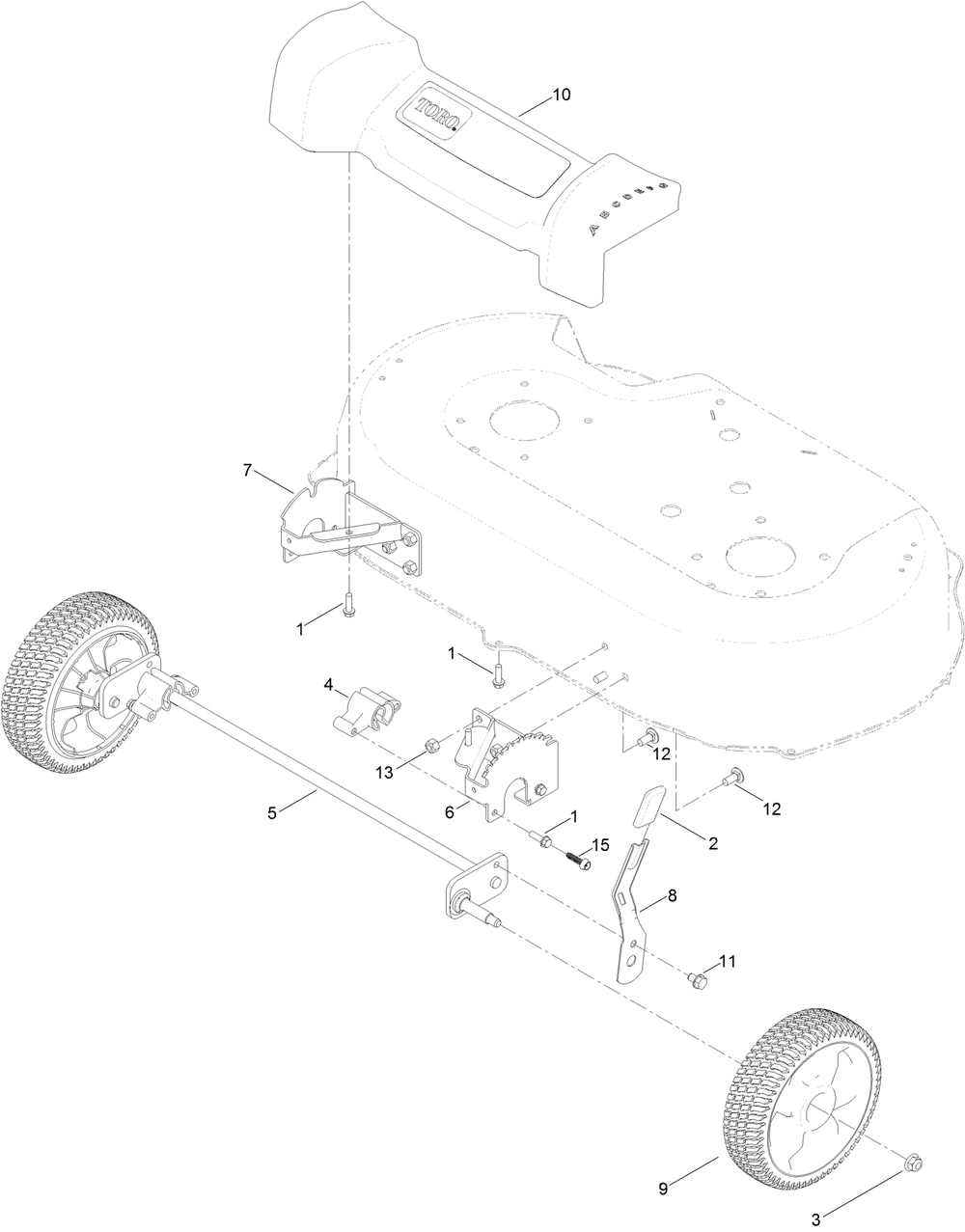 Front Wheel And Height-Of-Cut Assembly Diagram and Parts List for 20976 400000000 - 402099999 Toro Lawn Mower