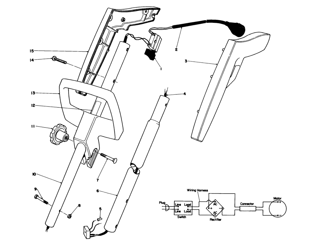Handle Assembly Diagram and Parts List for 51750 5000001 - 5999999 Toro Lawn Tractor Accessories