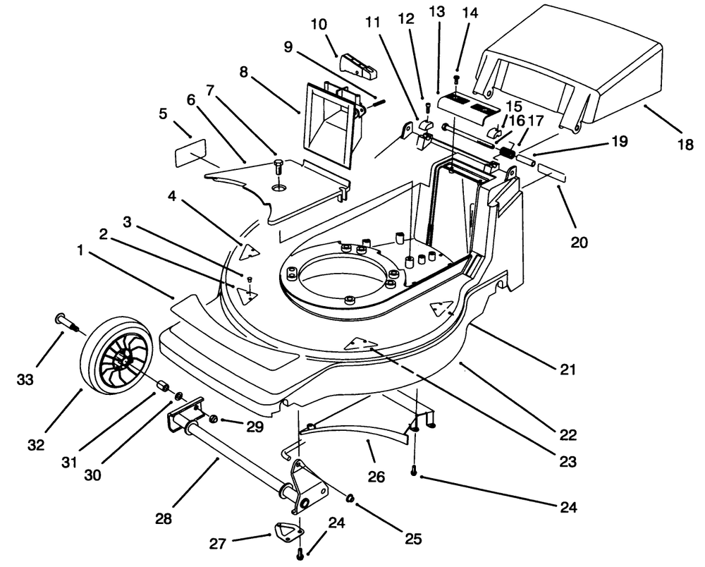 Housing Assembly Diagram and Parts List for 20801B 4900001 - 4999999 Toro Lawn Mower