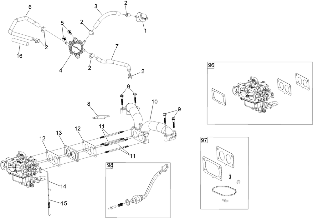 Fuel System Assembly Diagram and Parts List for 74465 403350972-404314999 Toro Lawn Tractor