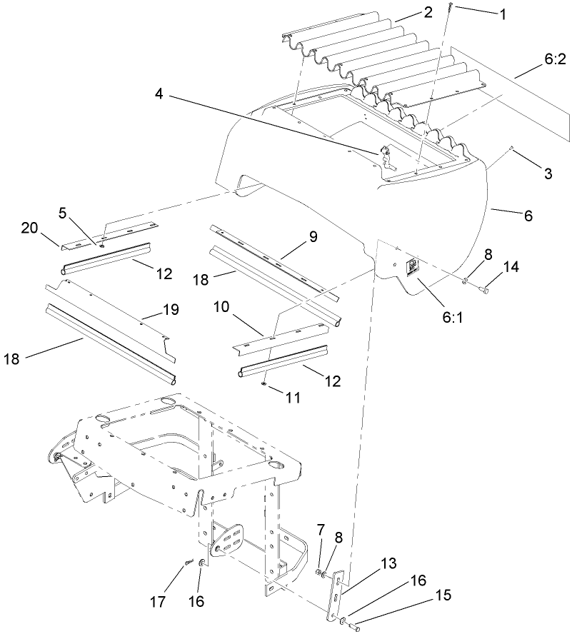 Hood Assembly Diagram and Parts List for 74274 (270000001-270999999)(2007) Toro Lawn Mower