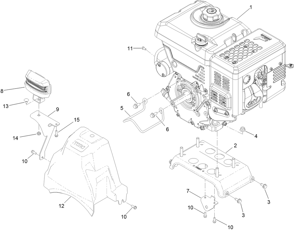 Engine Assembly Diagram and Parts List for 38842 414000000 - 414036324 Toro Snow Blower
