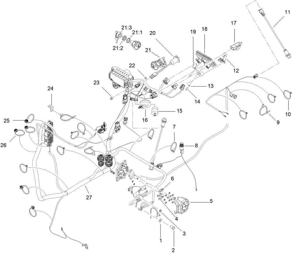 Harness And Component Assembly Diagram and Parts List for 25530T 323000000 - 999999999 Toro Lawn Tractor Accessories
