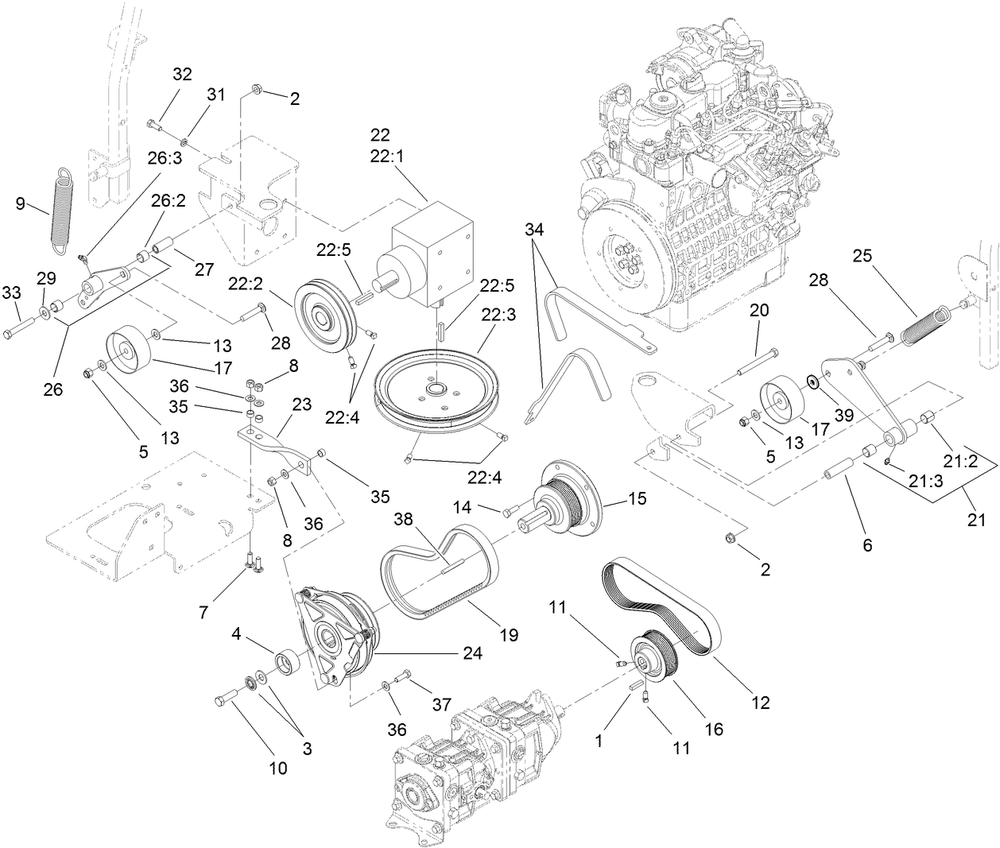 Hydro And Gearbox Assembly Diagram and Parts List for 74267 403247200-999999999 Toro Lawn Mower