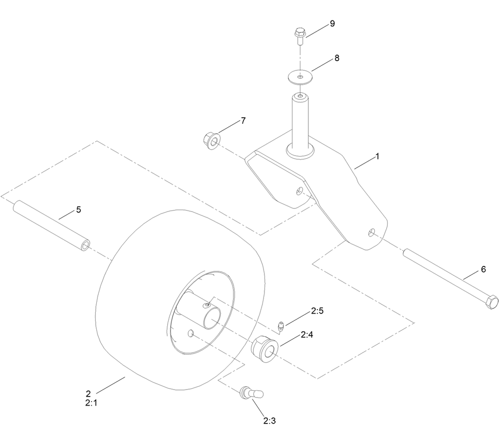 Caster, Wheel And Tire Assembly Diagram and Parts List for 74694 411000000 - 411799999 Toro Lawn Tractor