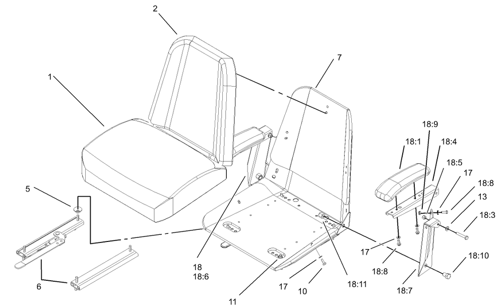 Seat Assembly 2 Diagram and Parts List for 74231 (230006001-230999999)(2003) Toro Lawn Mower