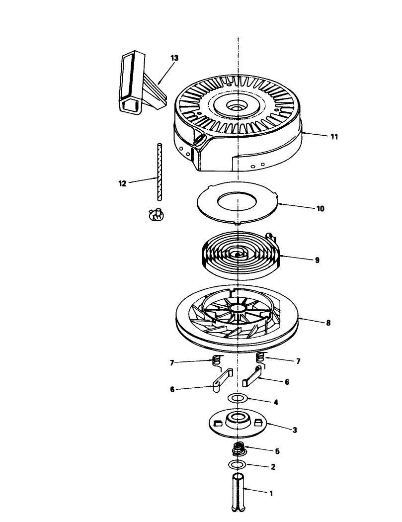 Rewind Starter No. 590635 Diagram and Parts List for 20780C 7000001 - 7999999 Toro Lawn Mower