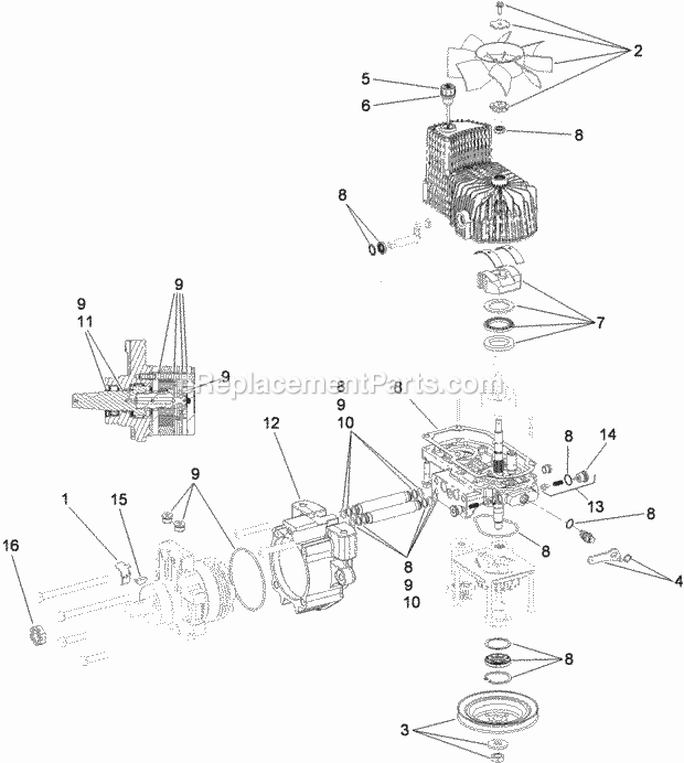 Rh Hydro Assembly No. 116-1323 Diagram and Parts List for 74901CP 311000001-311999999 Toro Lawn Mower