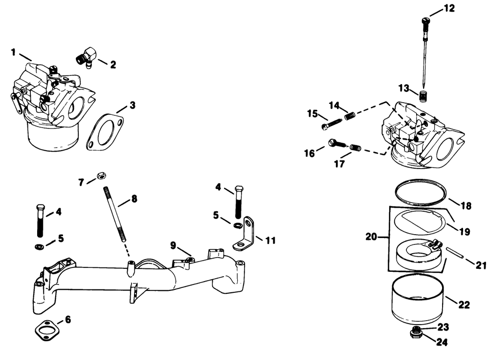 Carburetor-Kohler Engine Model No. Kt17qs Type No. 24324 (Continued) Diagram and Parts List for 30754 7000001 - 7999999 Toro Lawn Tractor