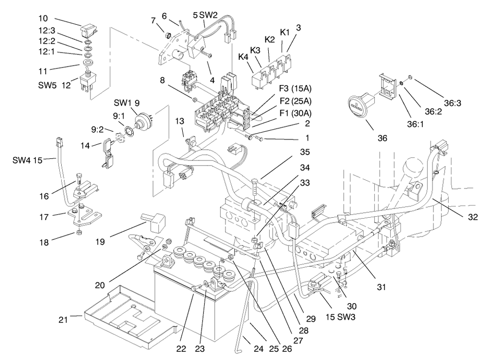 Electrical Systems Diagram and Parts List for 74160 790001 - 799999 Toro Lawn Tractor