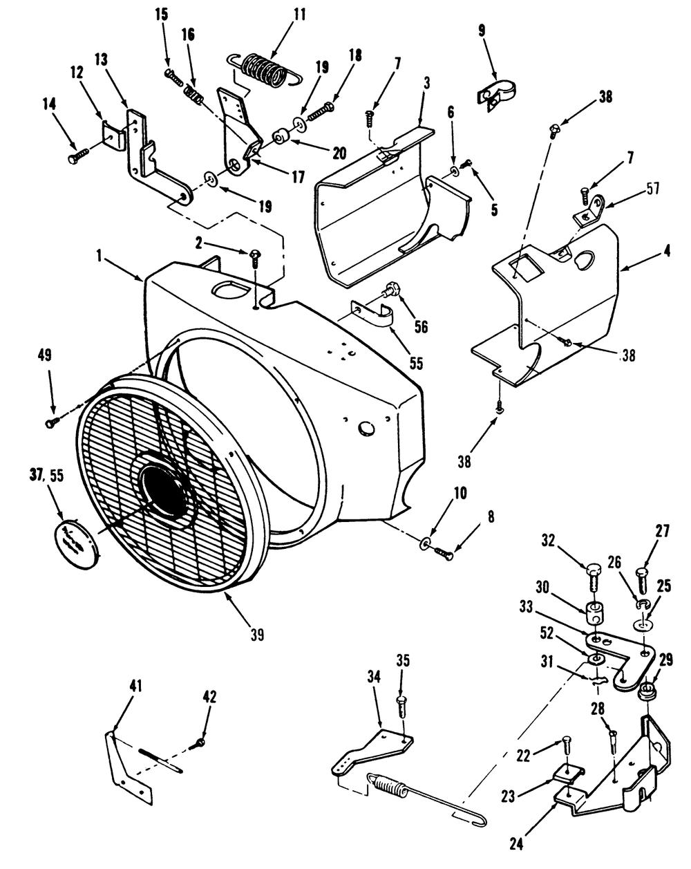 Toro Power Plus Blower Housing And Governor Diagram and Parts List for 41-20OE02 1000001 - 1999999 Toro Lawn Tractor