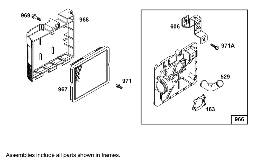 Air Cleaner Assembly Briggs And Stratton 127802-0640-01 Diagram and Parts List for 20444 5900001 - 5999999 Toro Lawn Mower