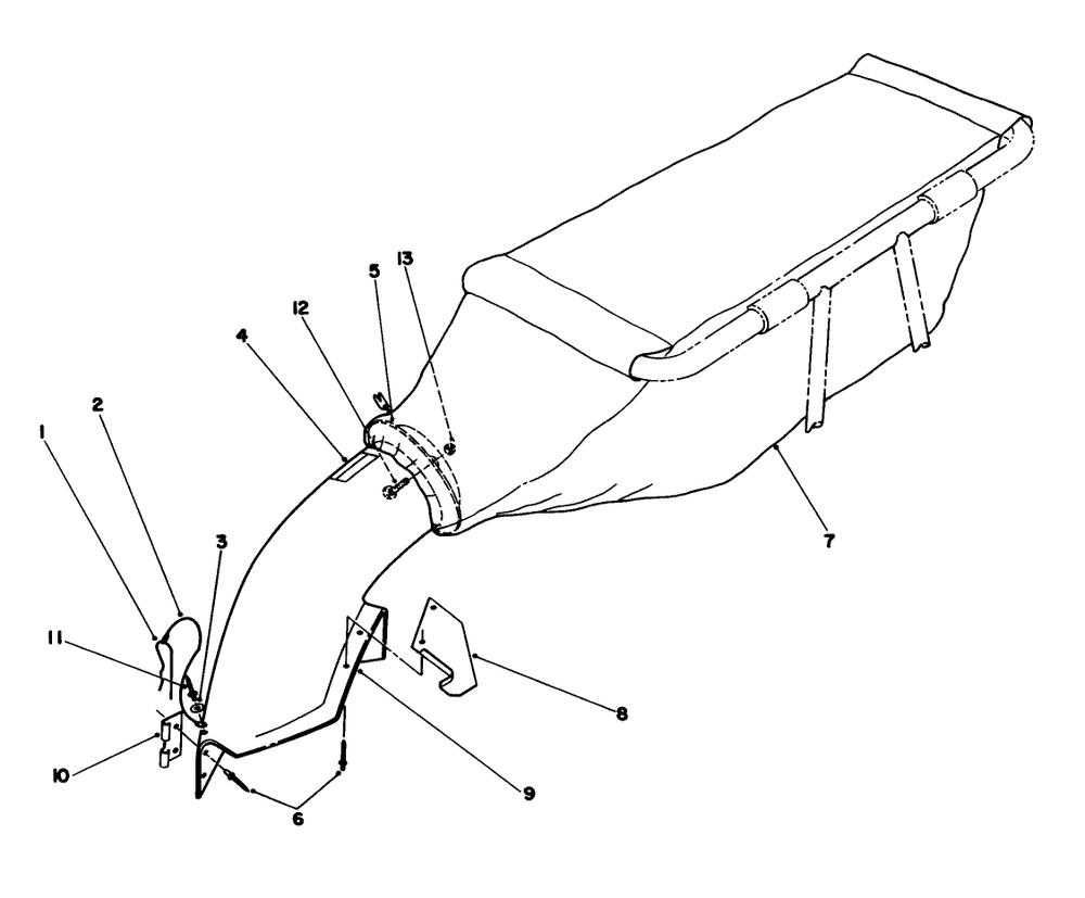 Chute & Bag Assembly Diagram and Parts List for 30124 3000001 - 3999999 Toro Lawn Tractor Accessories