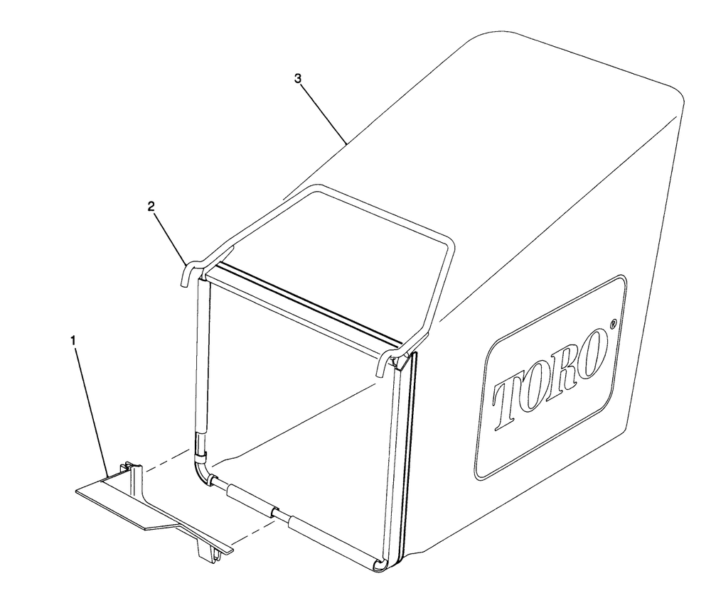 Grass Bag Assembly Diagram and Parts List for 20906B 1000001 - 1999999 Toro Lawn Mower