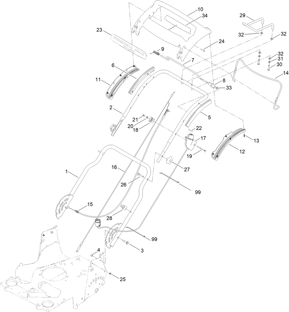Handle Assembly Diagram and Parts List for 21491 400000000 - 999999999 Toro Lawn Mower
