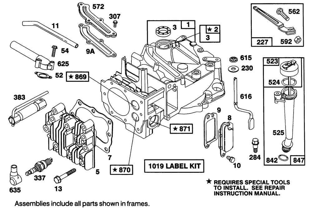Engine Briggs & Stratton Model 122707-3187-01 Diagram and Parts List for 16402 1000001 - 1999999 Toro Lawn Mower