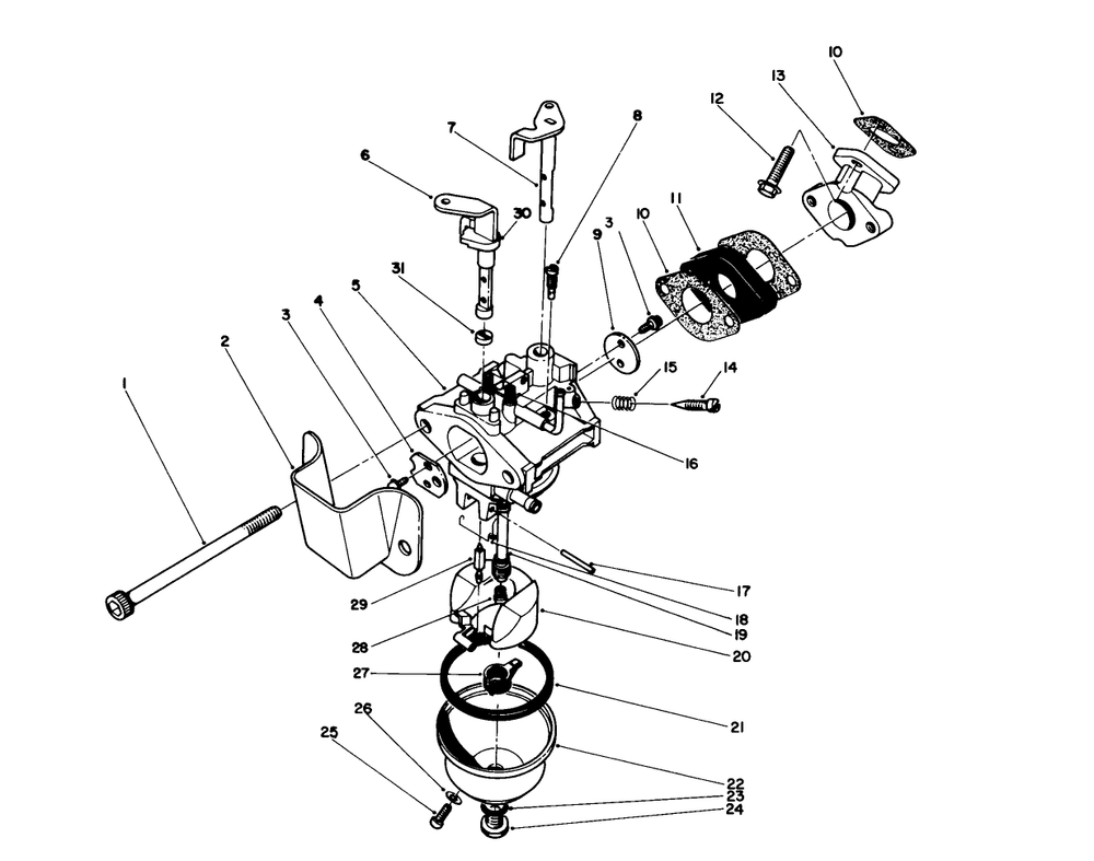 Carburetor Assembly (Engine Model No. 47pm1-4) Diagram and Parts List for 38181 3900001 - 3999999 Toro Snow Blower