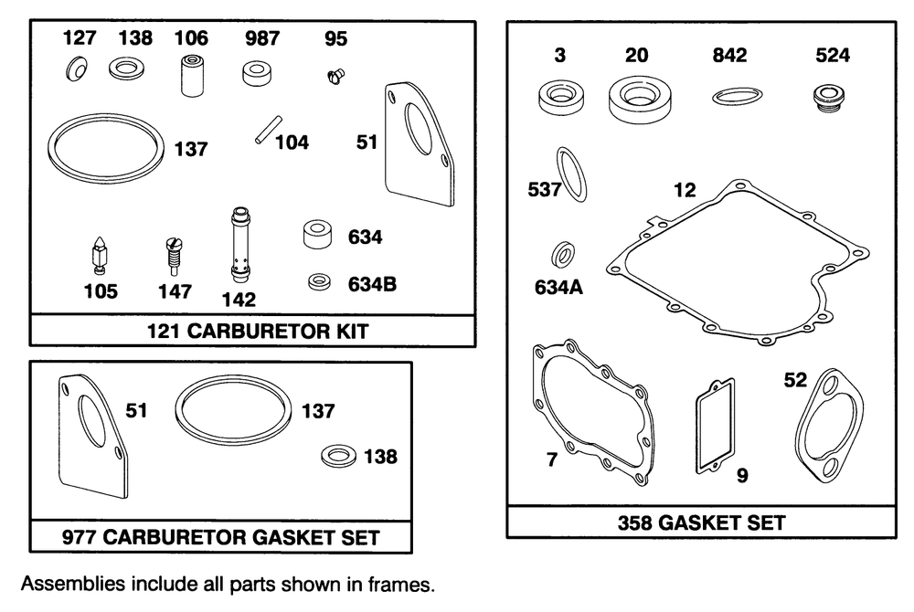 Engine Briggs & Stratton Model 286707-0453-01 Diagram and Parts List for 71184 5900001 - 5910000 Toro Lawn Tractor