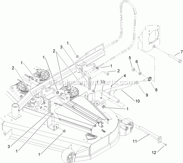 Deck Connection Assembly Diagram and Parts List for 74239 250000001-250999999 Toro Lawn Mower