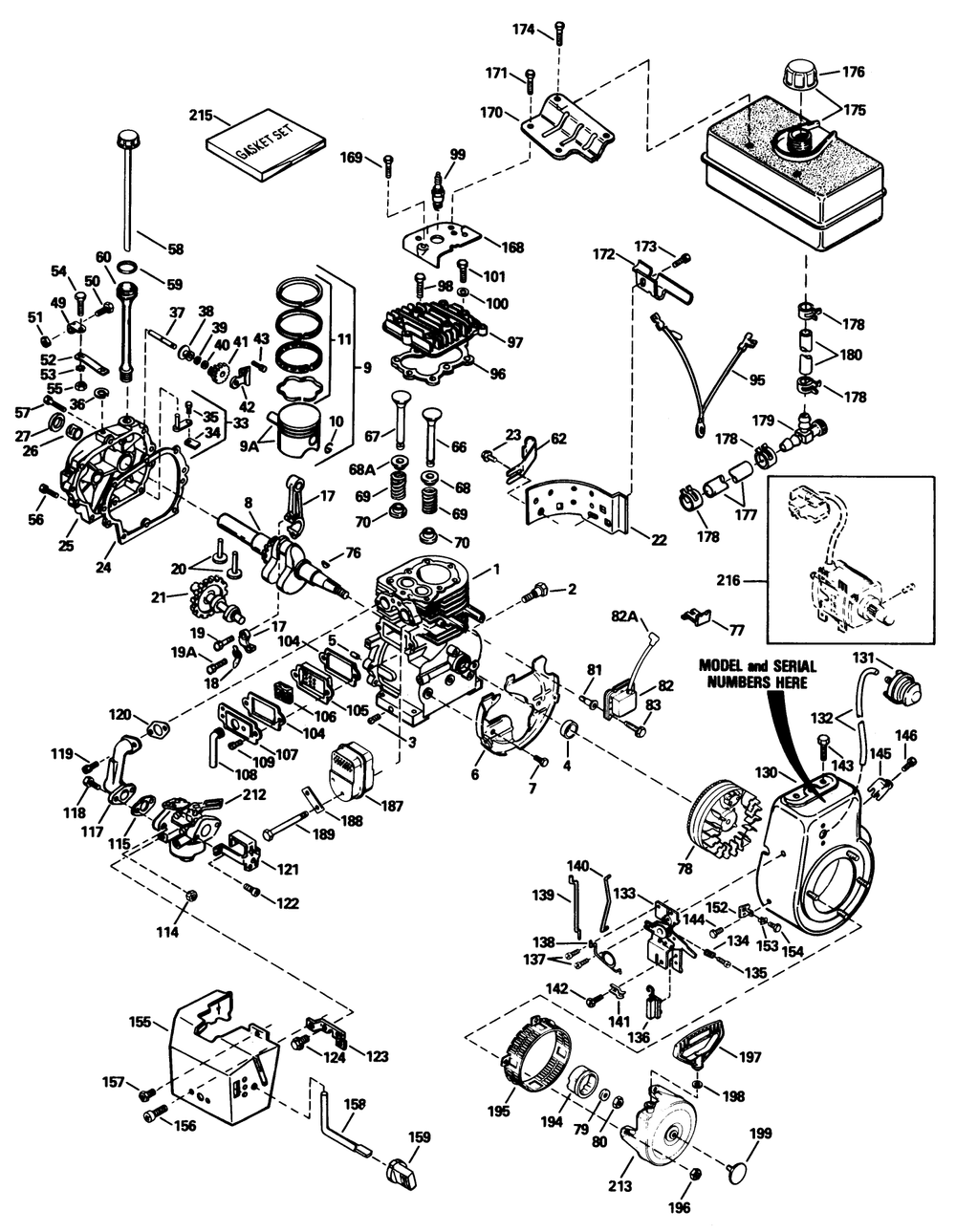 Engine Tecumseh Model No. Hm80-155291 N Diagram and Parts List for 38080 9000001 - 9999999 Toro Snow Blower