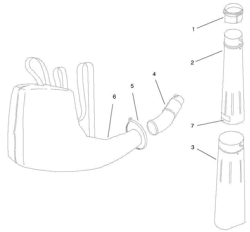 Vacuum Assembly Diagram and Parts List for 62902 790000001 - 799999999 Toro Leaf Blower / Vacuum