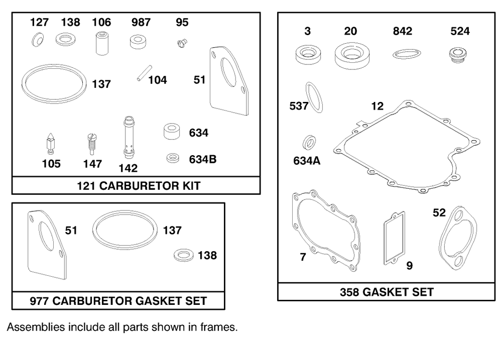 Engine Briggs & Stratton Model 282707-0119-01 Diagram and Parts List for 71188 7900001 - 7999999 Toro Lawn Tractor