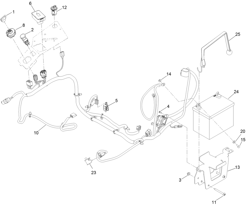 Electrical System Assembly Diagram and Parts List for 74463 400000000-402099999 Toro Lawn Tractor