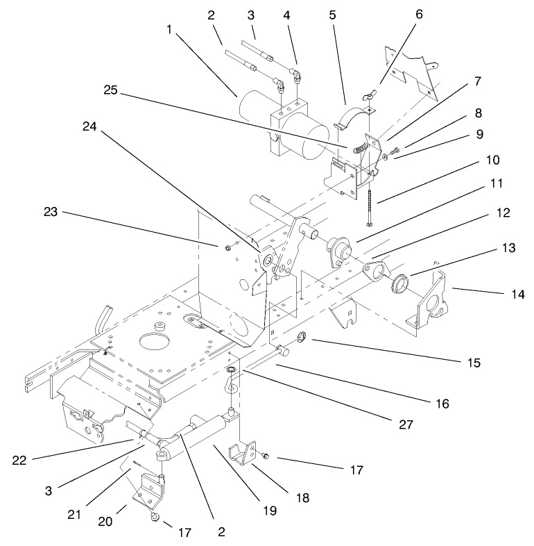 Power Lift Assembly Diagram and Parts List for 72115 9900001 - 9999999 Toro Lawn Tractor