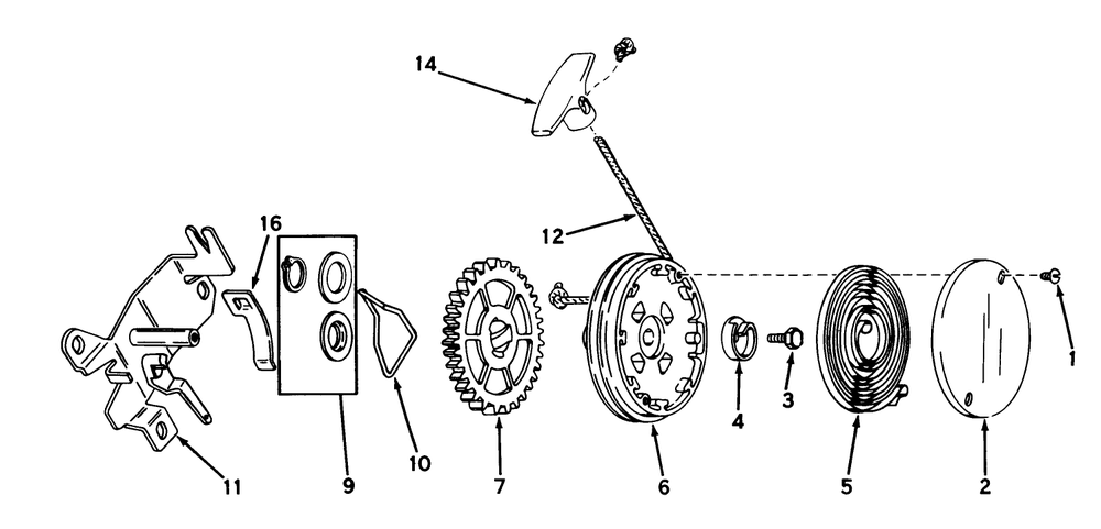 Rewind Starter No. 590519 Diagram and Parts List for 16297 0000001 - 0999999 Toro Lawn Mower