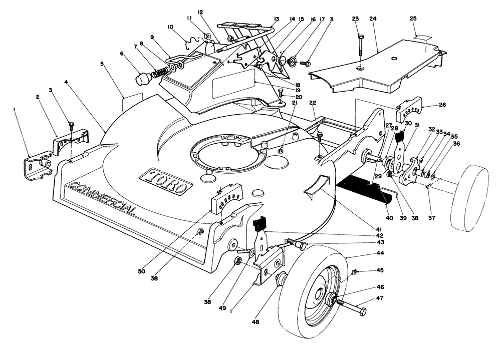 Housing Assembly (Model 22015) Diagram and Parts List for 22015 4000001 - 4999999 Toro Lawn Mower