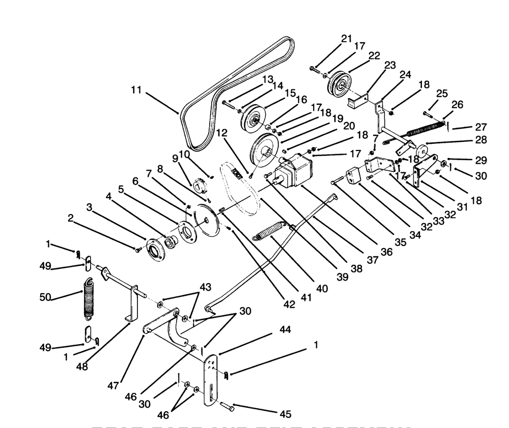 Gear Case And Belt Assembly Diagram and Parts List for 79361 5900001 - 5999999 Toro Lawn Tractor