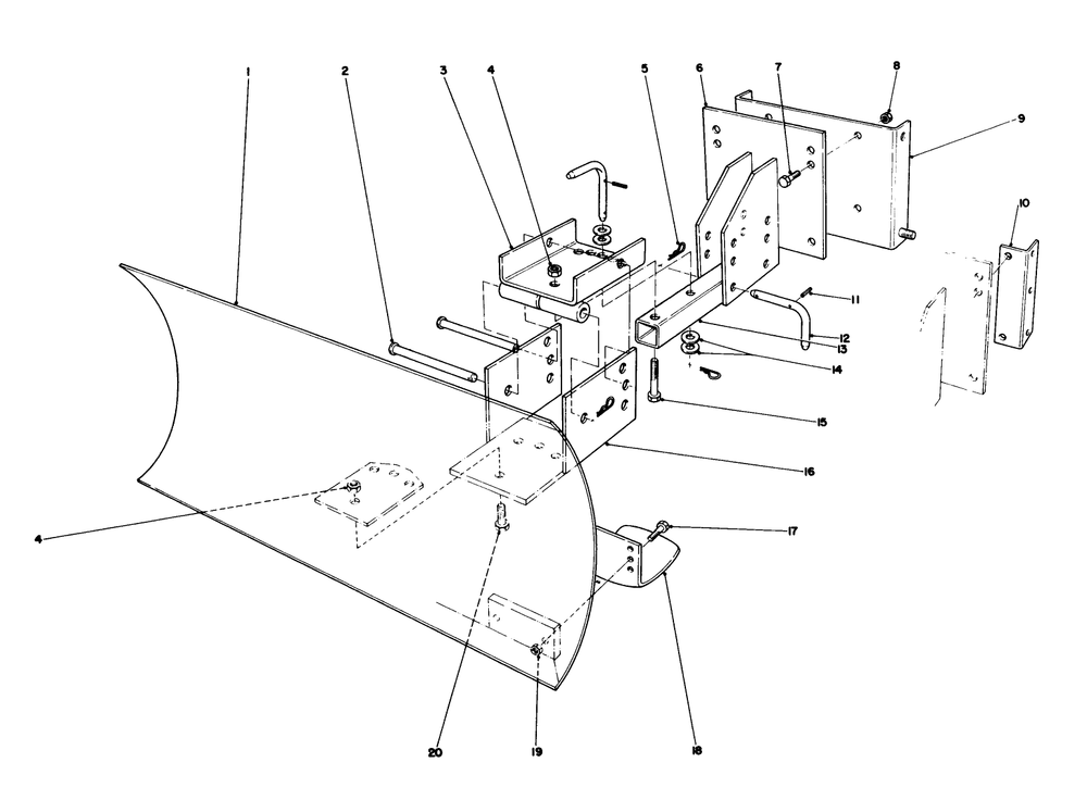 Grader Blade Assembly Model 59099 (Optional) Diagram and Parts List for 38035 6000001 - 6999999 Toro Snow Blower
