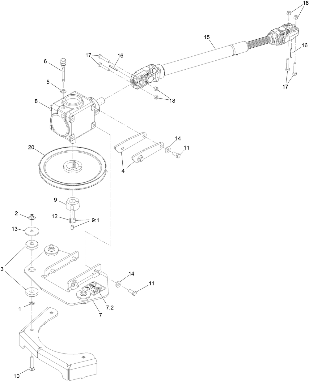 Gearbox And Mount Assembly Diagram and Parts List for 72144 413000000 - 999999999 Toro Lawn Tractor