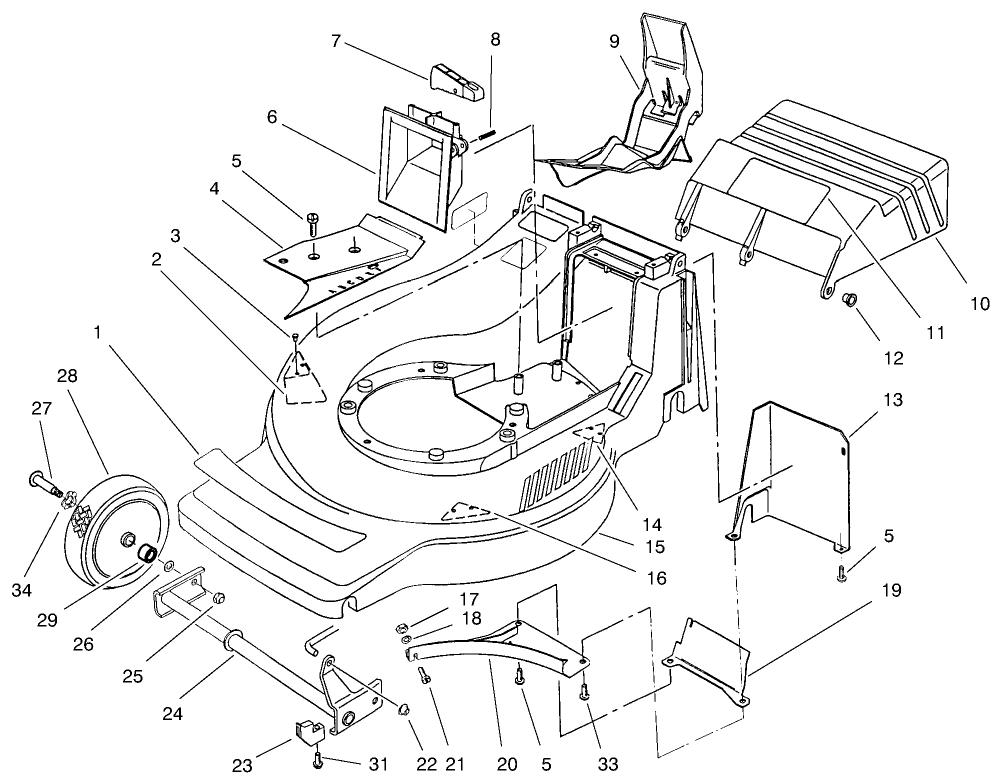 Deck Assembly Diagram and Parts List for 21050B 6900001 - 6999999 Toro Lawn Mower