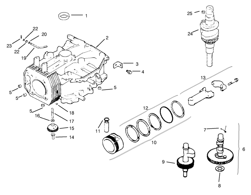 Crankcase Diagram and Parts List for 30159 790001 - 795100 Toro Lawn Tractor Accessories