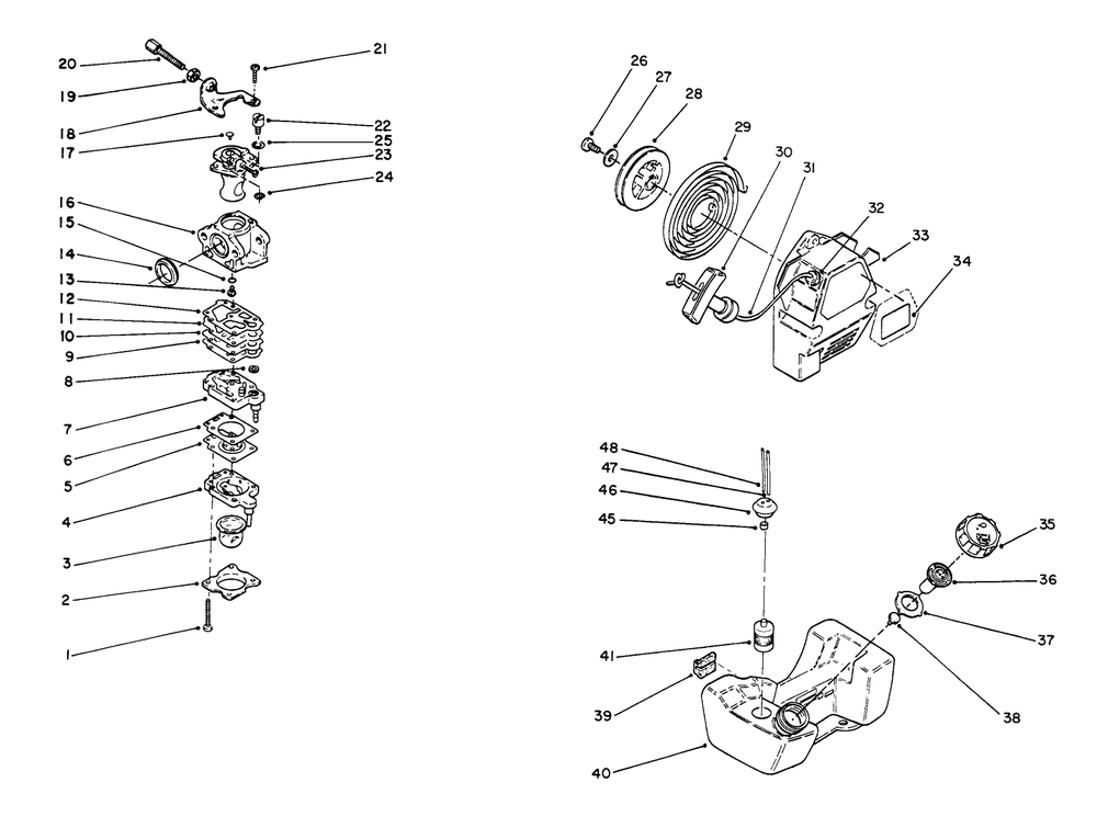 Engine Assembly (Continued) Diagram and Parts List for 51652 2000001 - 2999999 Toro Trimmer