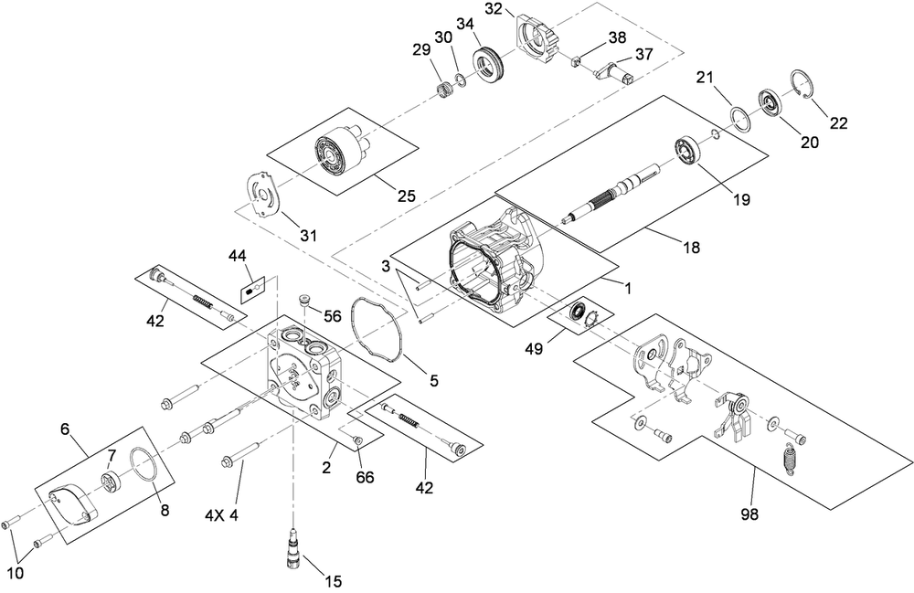 Hydraulic Pump Assembly Diagram and Parts List for 74558 (290000001-290000209)(2009) Toro Lawn Mower
