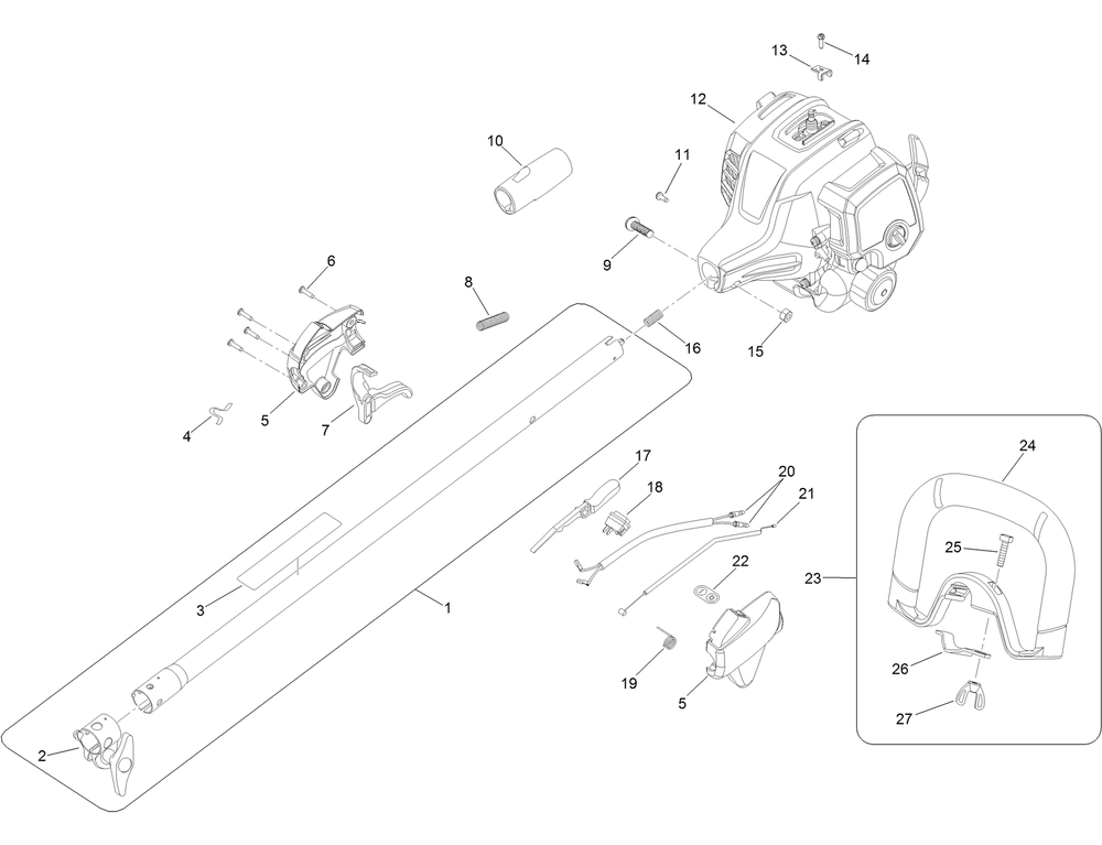 Upper Shaft, Handle And Power Head Assembly Diagram and Parts List for 51958 317000001 - 317999999 Toro Trimmer