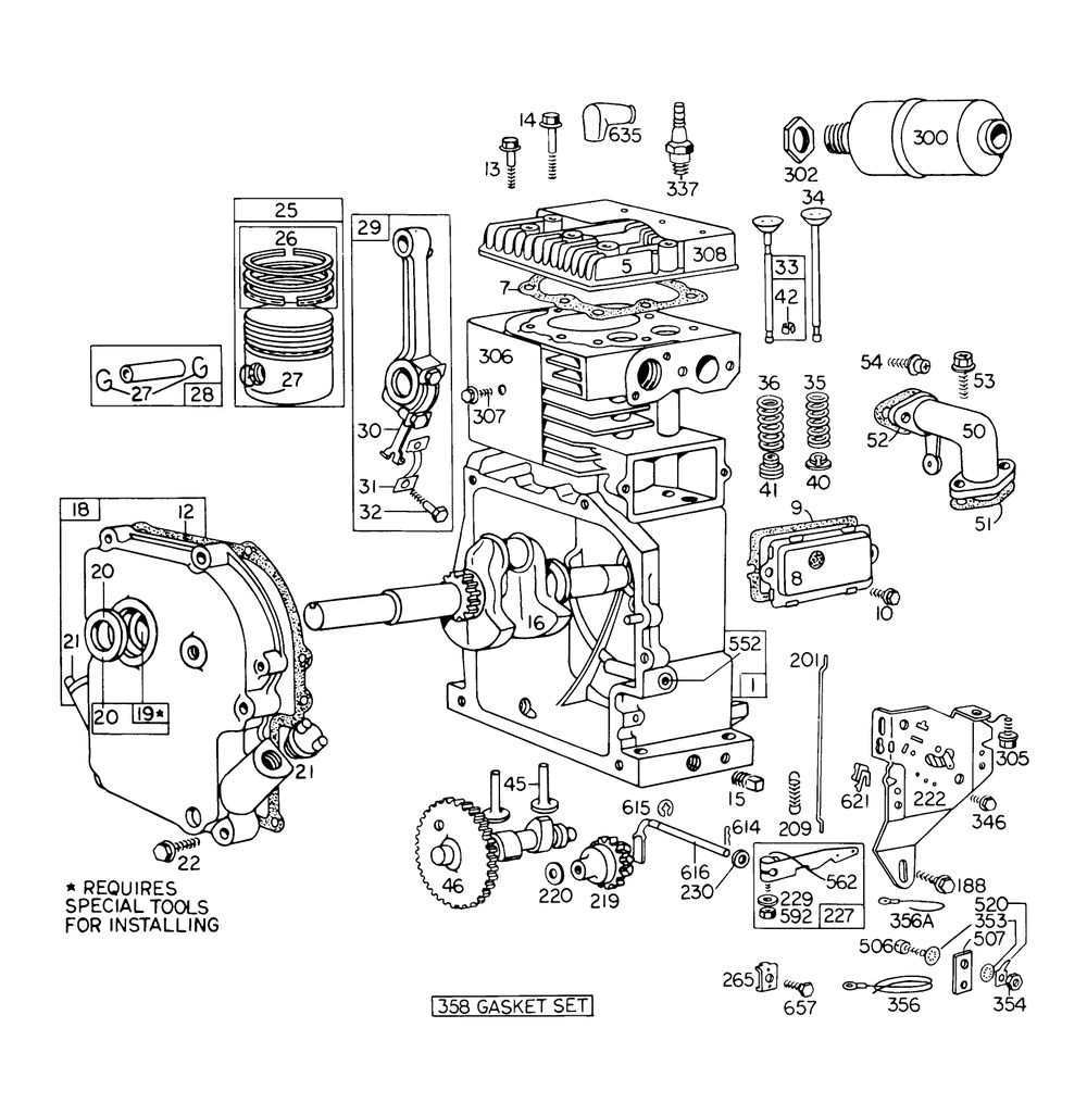 Engine Briggs & Stratton Model No. 190402 Type 0754 Diagram and Parts List for 31756 3000001 - 3999999 Toro Snow Blower